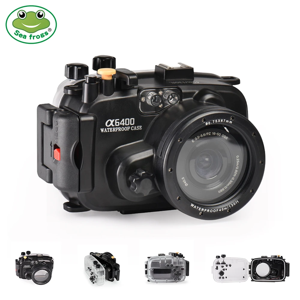Tas Selam Seafrogs untuk Casing Kamera Digital Sony A6400 dengan Pegangan Elektronik Peralatan Selam Profesional Tahan Air 40 M