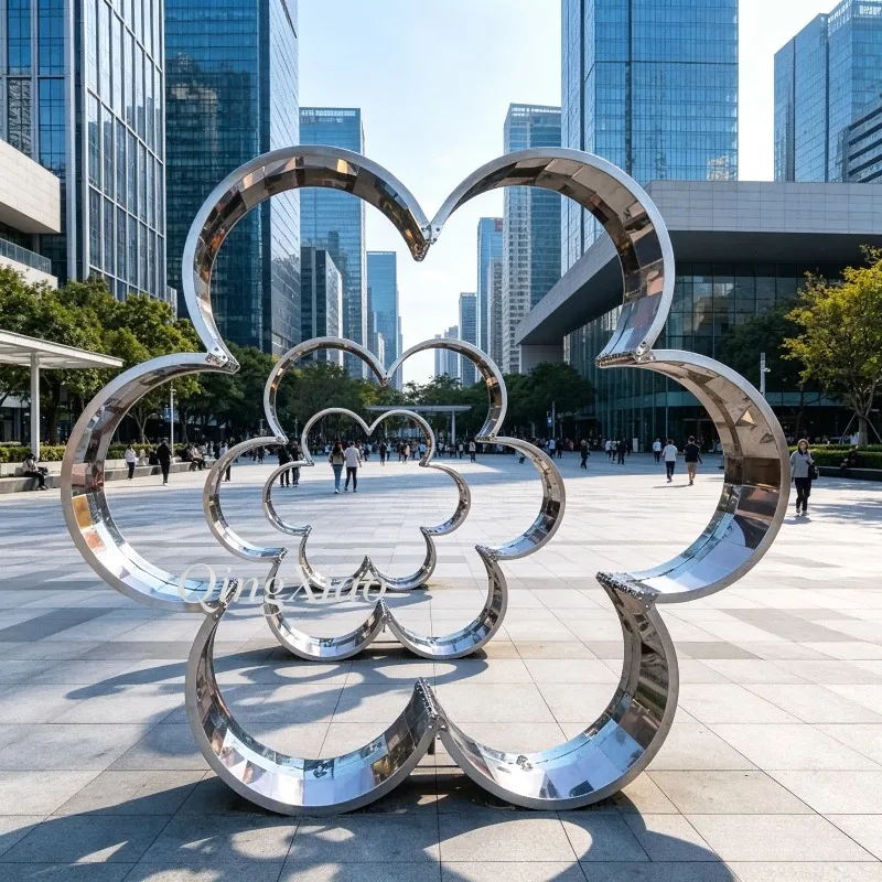 Mirror Polished Stainless Steel Flower Sculpture Custom Statue Beach Decoration For Seaside Park Hotel Courtyard Landscape
