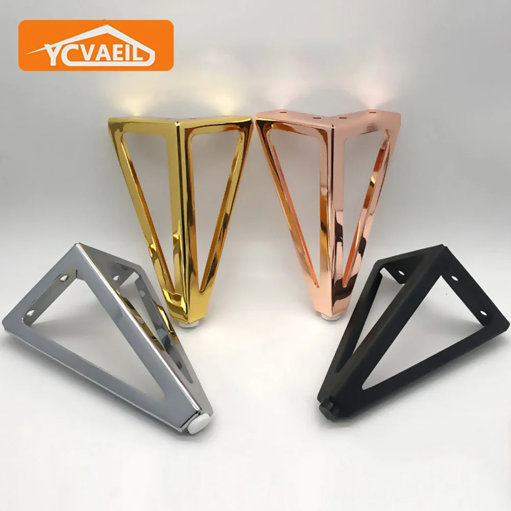 4Pcs Metal Furniture Legs Black Gold Sofa Feet for Coffee Table  Bed Desk Dresser Bathroom Cabinet Replacement Legs Height 15cm