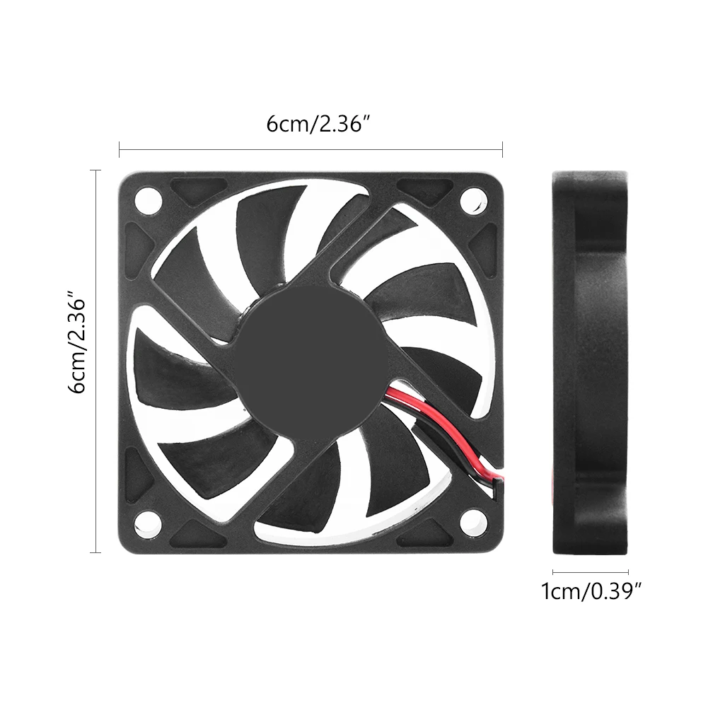 60 X 60 X 12mm 2 Pins 12V DC Cooling Fan Computer PC Case CPU Cooler Case Fan Low Noise CPU Heat Sink Cooler 4900-6050 RPM