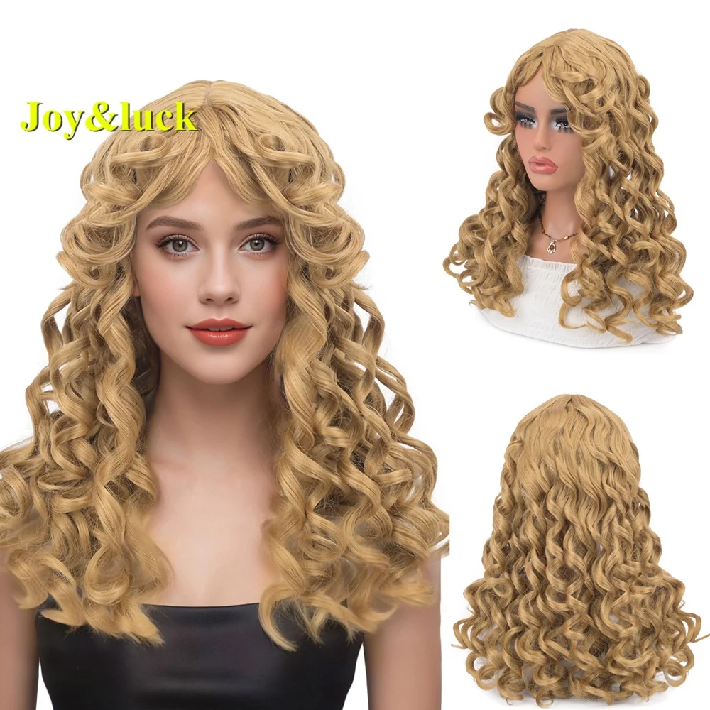 

Синтетический женский парик из вьющихся волос средней длины, модный показ, объем волос, высококачественный высокотемпературный шелковый парик для косплея или вечеринки