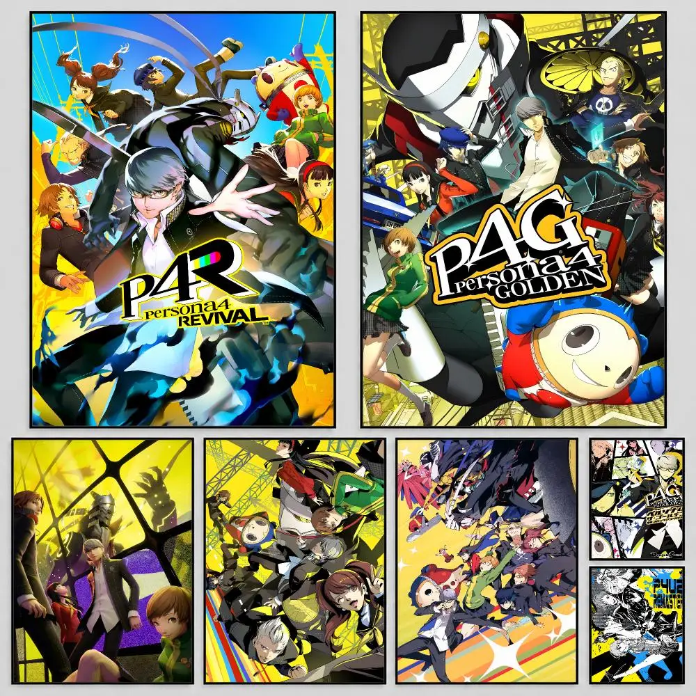 Game Persona 4 Golden Investigation Poster Self Adhesive PP Wall Art HD Gaming Room Bedroom Living Room Decor Apartment Gift