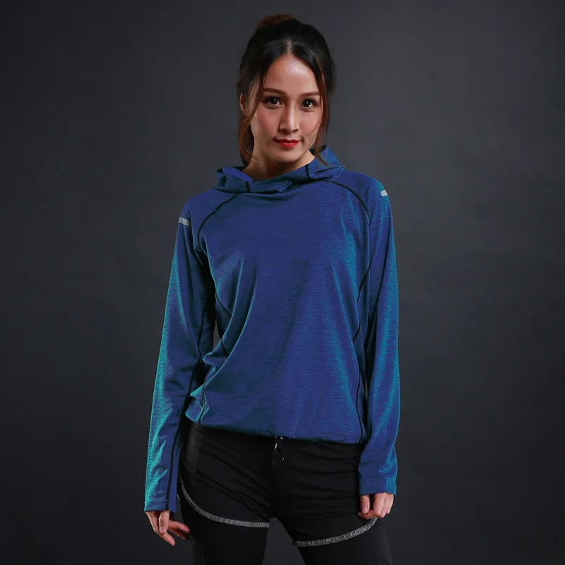 Womens Running Sport Hooded Jacket Compression Fitness Hoodies Gym Rashgard Training Coat Tops Yoga Sportswear