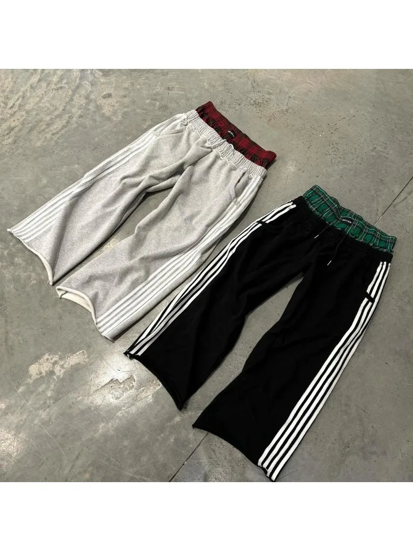 Y2K Street Fashion Striped Casual Pants Men Women Retro Harajuku Baggy Pants High Waist Loose Hip Hop High Quality Sweat pants