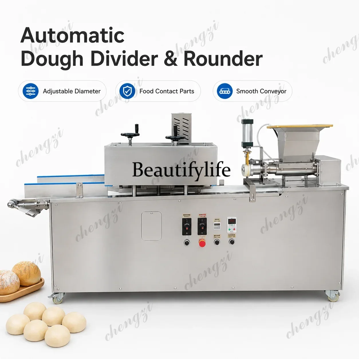Rounding Machine Size Adjustable Automatic Dough Divider Rounder Dough Cutting Machine Dough Ball Maker Rolling Equipment