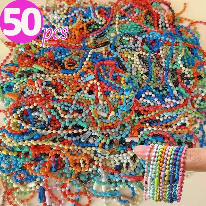 10/50pcs Metal Ball Bead Chains Color DIY Keychain Dolls Label Hand Tag Connector Keyrings Jewelry Making Finding Accessories