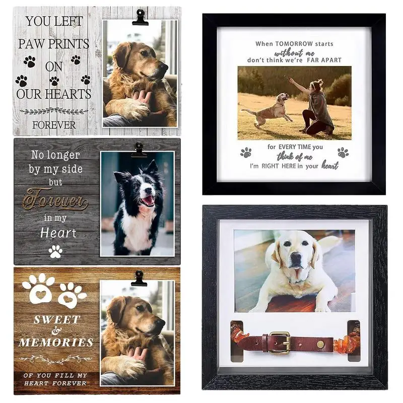

Wooden Dog Memorial Frame Portable Dog Picture Frame Universal Pet Portrait Poster For Pets Lovers Dogs Photo Display Frame