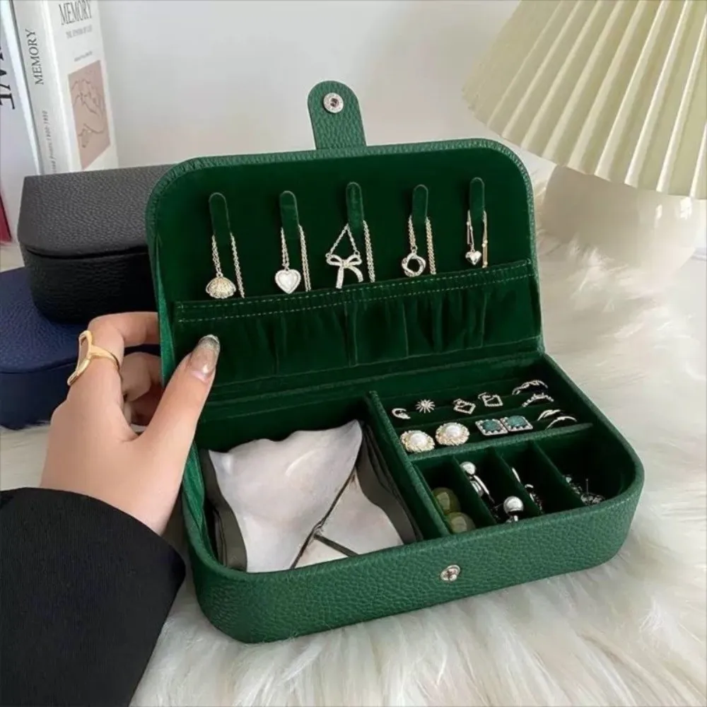 

Portable Travel Jewelry Organizer Box PU Leather Multi-functional Jewelry Storage Case Container Earring