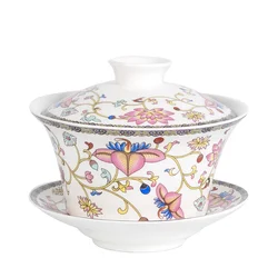 350ml Large Capacity Ceramics Gaiwan Porcelain Gaiwan Tea Cover Bowl Japanese Te Cup Soup Tureen Gai Wan Chinese Tea Cups Puer