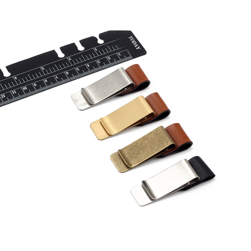 Handmade Leather Brass Stainless Steel Pen Holder Clip Journal Notebook Paper Folder Writing Office Supplies