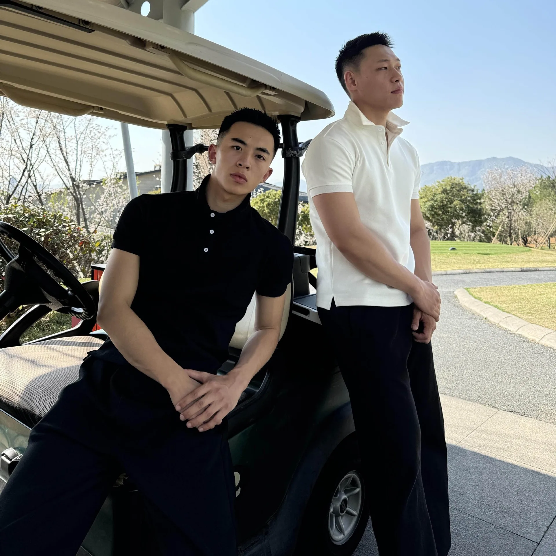 American Pearl Cotton POLO Shirt T-shirt Simple Solid Color Men's Business Commuter Lapel T Short Sleeve