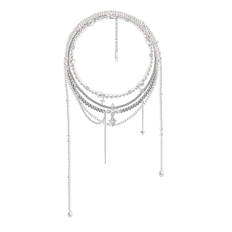 MASW Original Design Luxury Temperament Multi Layer Simulated Pearl Necklace For Women Female Party Wedding Gift Elegant Jewelry