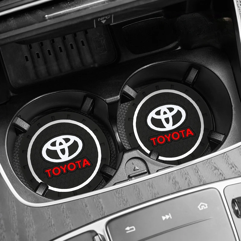 

2pcs Car Water Coaster Non-slip Mats For Toyota Corolla Camry Yaris Rav4 Prado CHR Hilux hayes prius Auto Interior Accessories