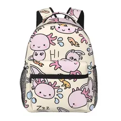 Swimmy Axolotls Backpacks Boys Girls Bookbag Students School Bags Cartoon Kids Rucksack Shoulder Bag Large Capacity