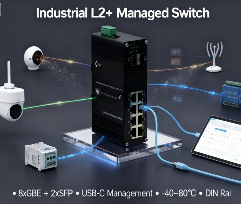 LNK-IMC208G 8 Port 10/100/1000T 802.3at  Mini Gigabit Power Ethernet Switch