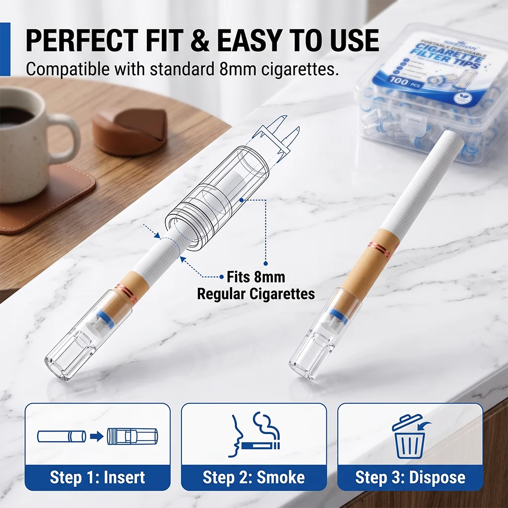 SIKEZHAN 100pcs Disposable Cigarette Filter Tips Micro Filtering Plastic Smoking Mouthpiece Portable Clean Holder Accessories image 4