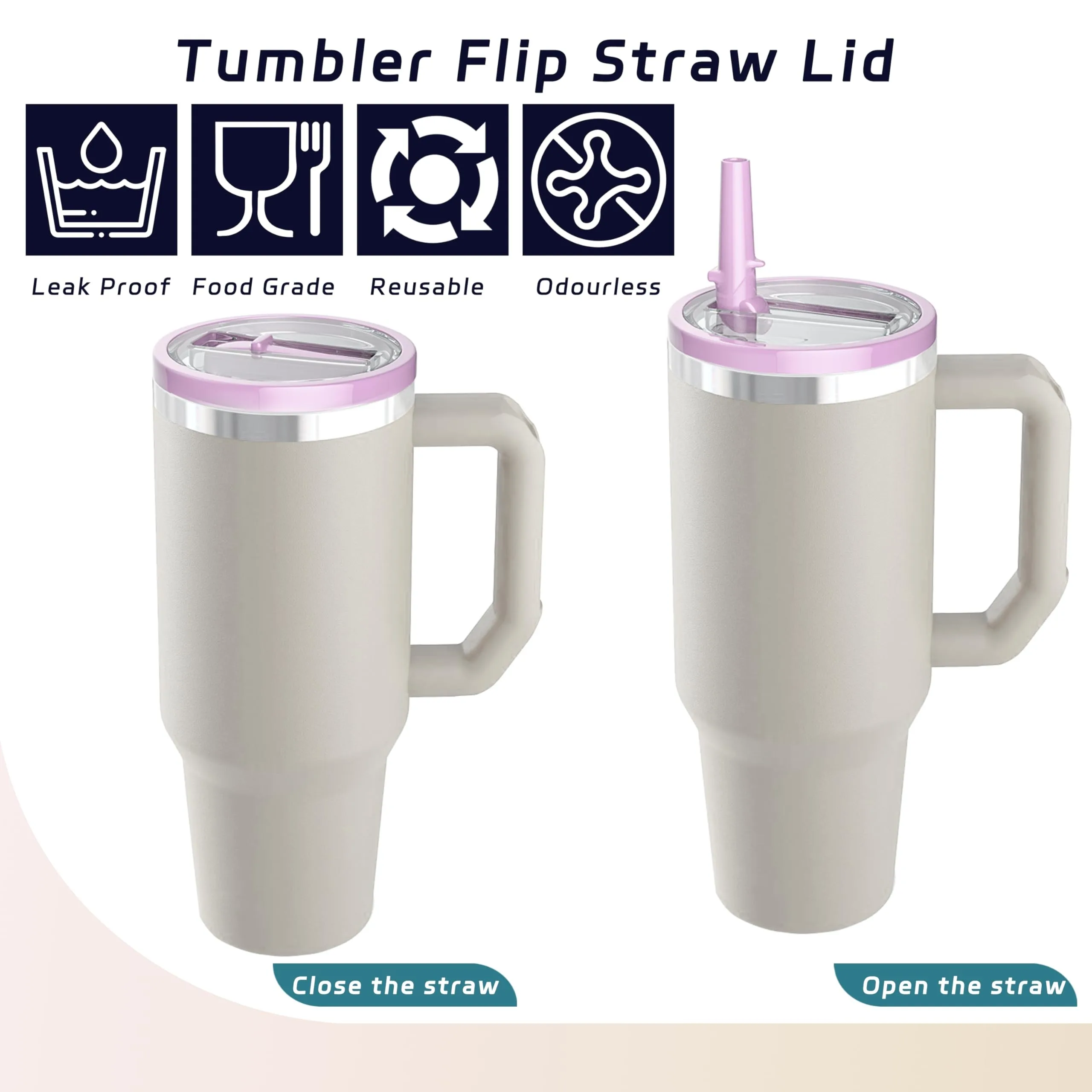1-2pcs 30oz Leakproof with Flip Straw Lid for Stanley Cup Accessories Replacement for Stanley Quencher H2.0 30oz Tumbler view 4