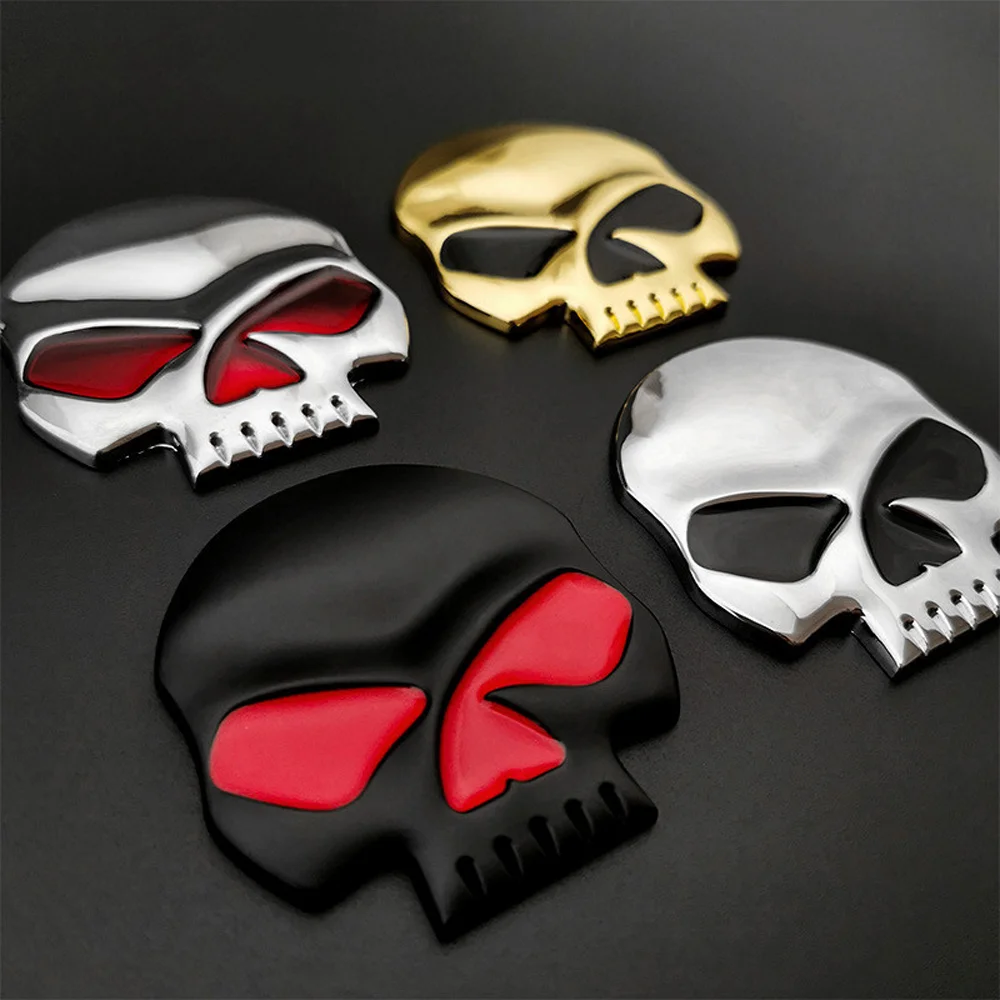 3D Chrome Metal Skull Fuel Tank Sticker Vintage Bike Emblem Decal Fits Ducati Scrambler Icon Icon Dark Night shift Scramble 1100 view 5