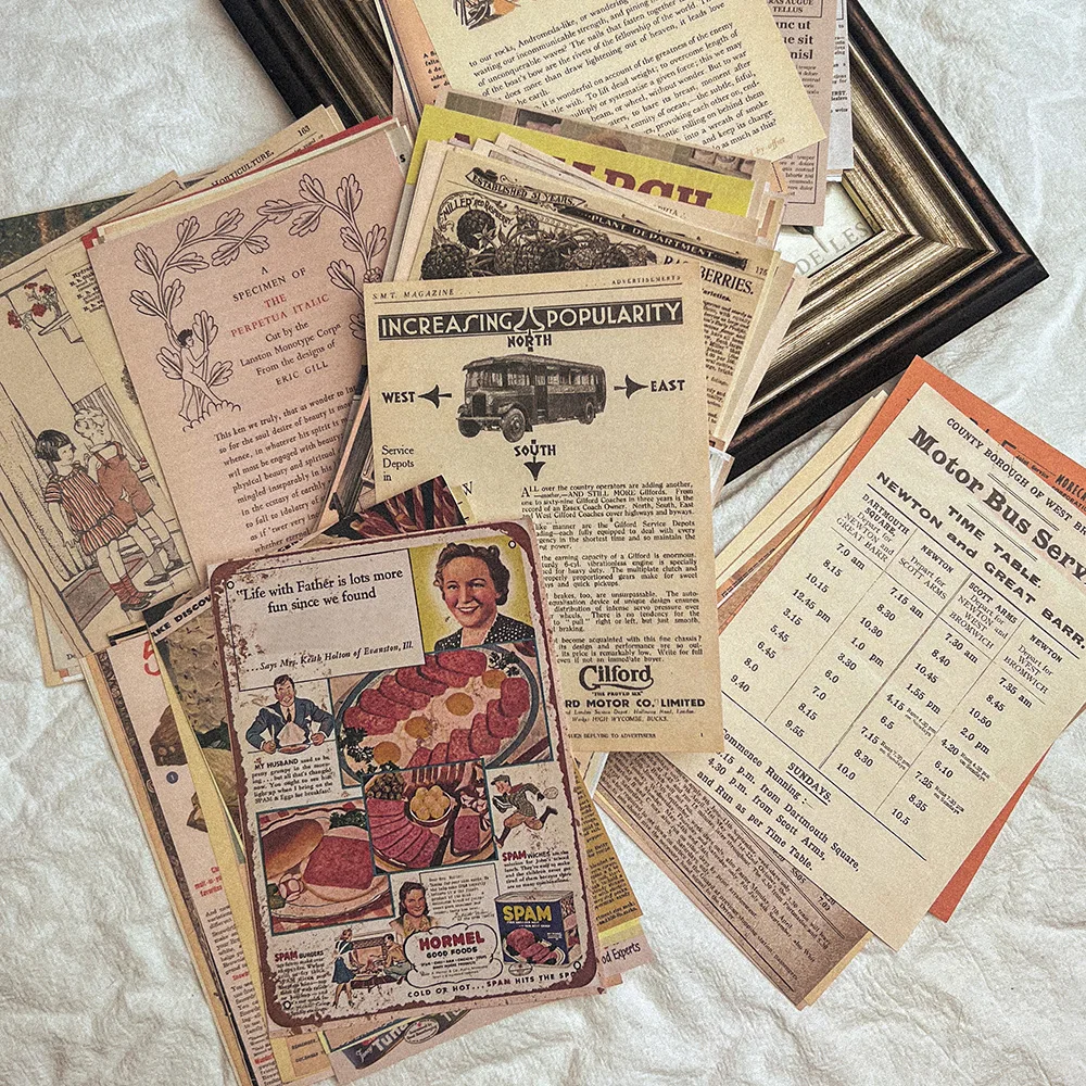 118Pcs Vintage Old Newspaper Craft Paper Pack Retro Travel Tickets Art Paper Junk Journal Ephemera Collage Scrapbooking Material view 6
