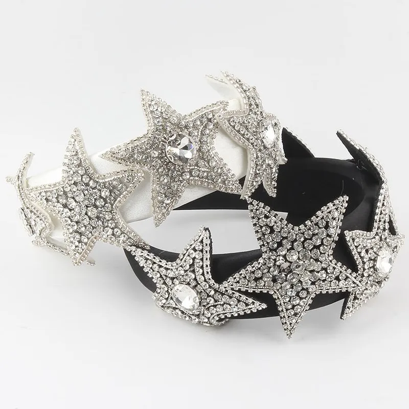 

2025 Summer Headband Hairband Black White Glitter Star Headpiece Festival Party Costume Head Band Hair Accessories for Women
