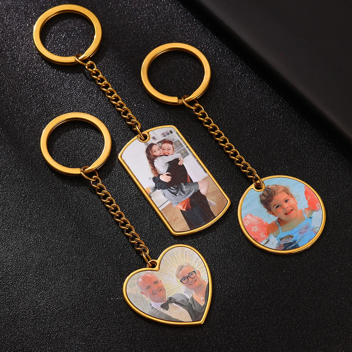 Customized Photo Print Keychain Heart Keepsake Gift
