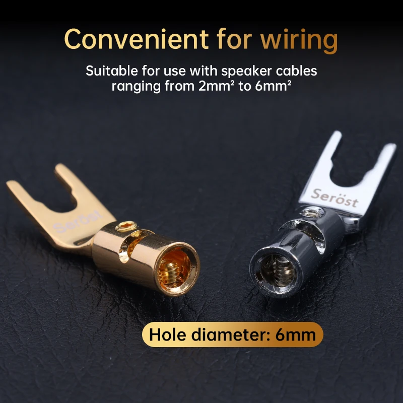 Serost HiFi Audio Bananenstecker U/Y Gabelstecker Vergoldeter Kupferstecker für Lautsprecher- und Verstärkerkabel DIY – Detail 5