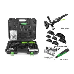 Refrigeration Manual Copper Pipe Bender Kit with 7 Dies 90° Inward & Outward Tube Bending Tools 5-22MM