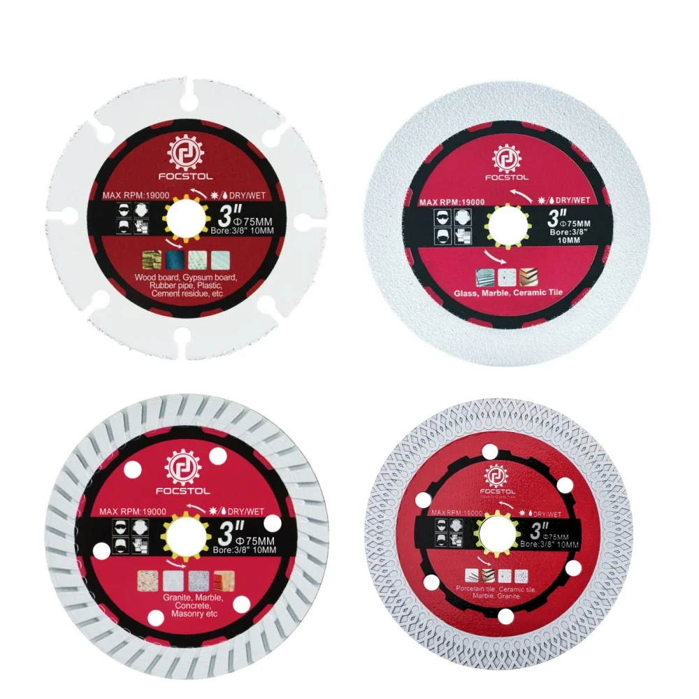 

FOCSTOL Diamond Cutting Disc for Cutting Tile Plastic Porcelain Wood Granite Marble Angle Grinder 1pc Glass Cut Plate Saw Blade