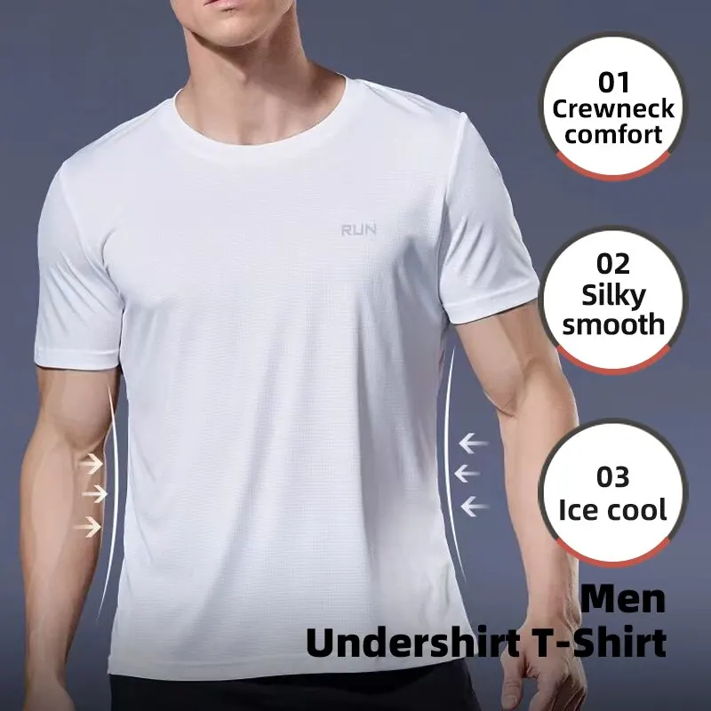 Men Undershirt T-Shirt Quick Dry Sport L XL XXL Black White Gary Running Breathable Fitness Shirt Ice Silky Gym Football Jerseys