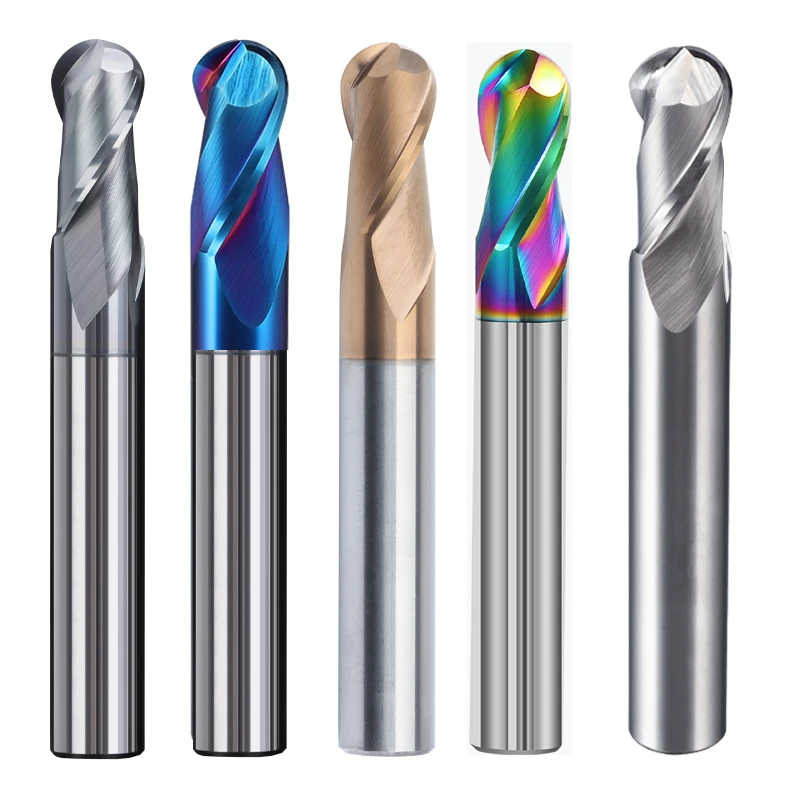 HRC45 55 65 2 חליל כדור טחנת סוף טונגסטן קרביד חותך CNC נתב Bit כרסום כלי R0.5 6mm 8mm 10mm מתכת כרסום קאטר