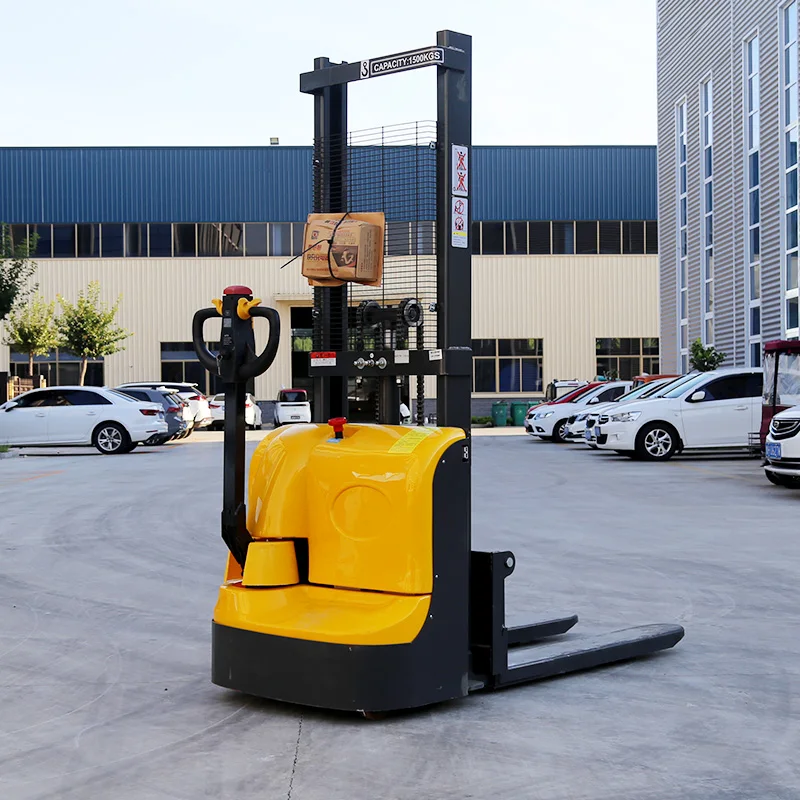 Small Self Load Lifting Stacker 1500kg2000kg Semi Electric Portable Self Loading Stacker Pallet Forklift