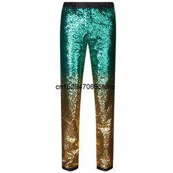 Purple Gradient Sequin Glitter Pants Men 2023 Brand New Slim Fit Straight Dress Trousers Mens Party Stage Prom Singer Suit Pants