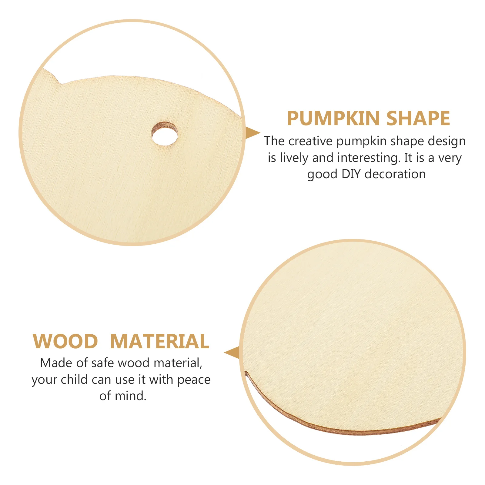 

10Pcs Pumpkin-Shaped Wooden Tags Unfinished Wood Craft DIY Supplies Holiday Halloween Wedding Decor Accessories