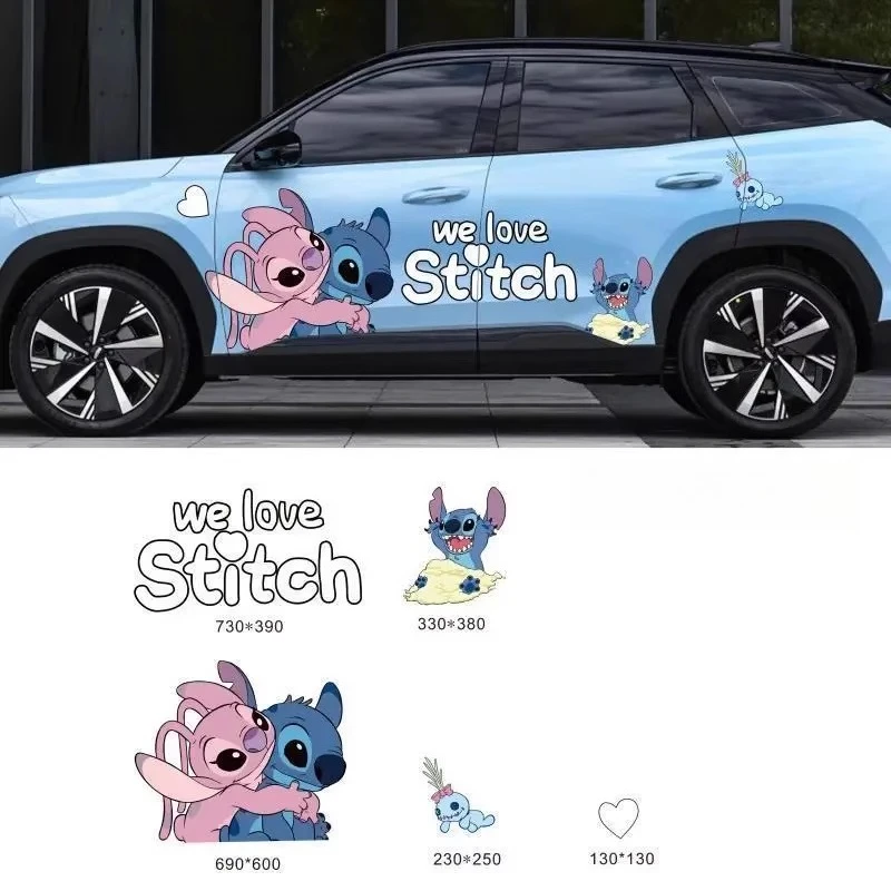 لطيف ديزني غرزة أنيمي جسم السيارة تعديل قذيفة خدش درع الكرتون ملصق Kawaii غرزة ملصق مضاد للمياه سيارة الديكور