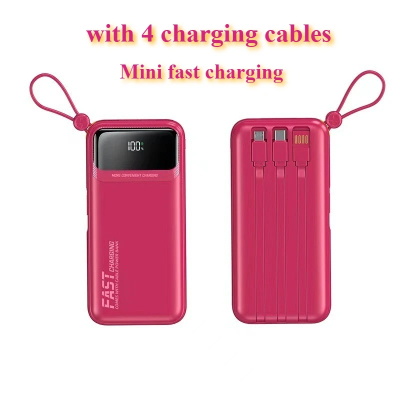 

Xiaomi 10000mAh Power Bank Fast Charging Large Capacity Power Bank Portable with Built-in 4 Cables Battery for IPhone Samsung