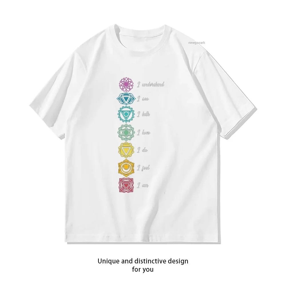 Chakra Symbols Yoga Meditation woman man summer cotton graphic t shirts Adult streetwear camisetas tops tee Short-sleev