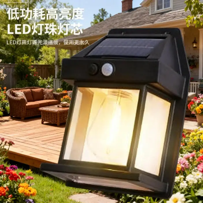 New Outdoor Simple Creative Solar Tungsten Lamp Outdoor Induction Courtyard Garden Villa Lighting Practical Night Light White