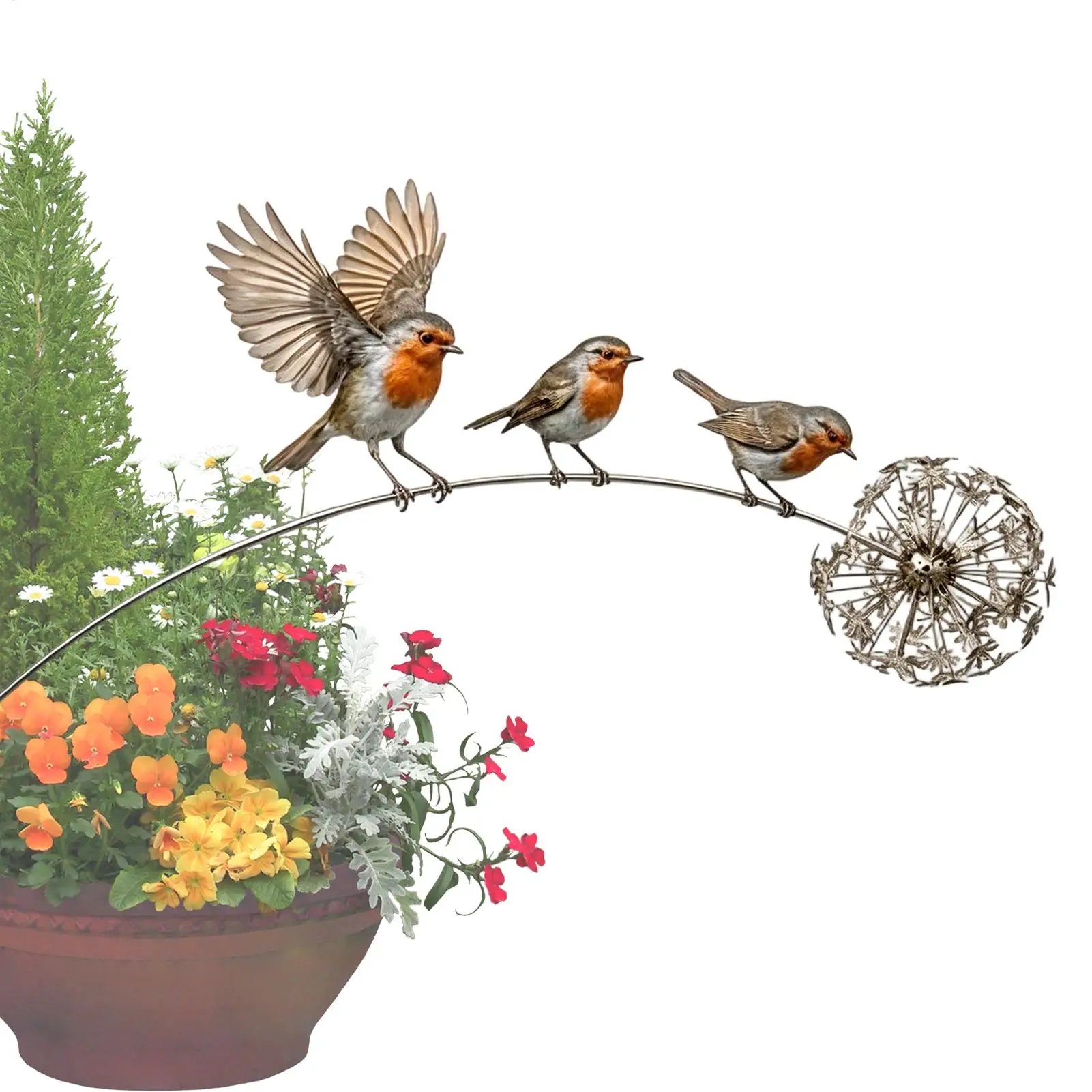 Metal Robin with Stake Memorial Metal Art Sculpture Commemorative Yard Stake for Outdoor Garden Lawn Backyard Patio Porch
