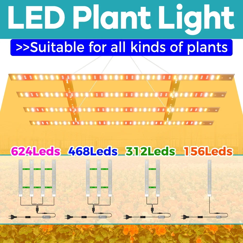 

468 светодиодов, светильник для выращивания растений, полный спектр, квантовая доска, коробка для роста, лампа для выращивания семян, тепличная палатка, гидропонные лопасти, освещение