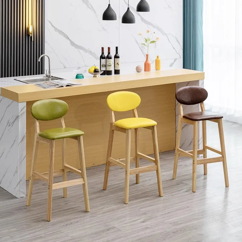 Solid wood Nordic bar stool Modern minimalist front sofa bar stool high chair