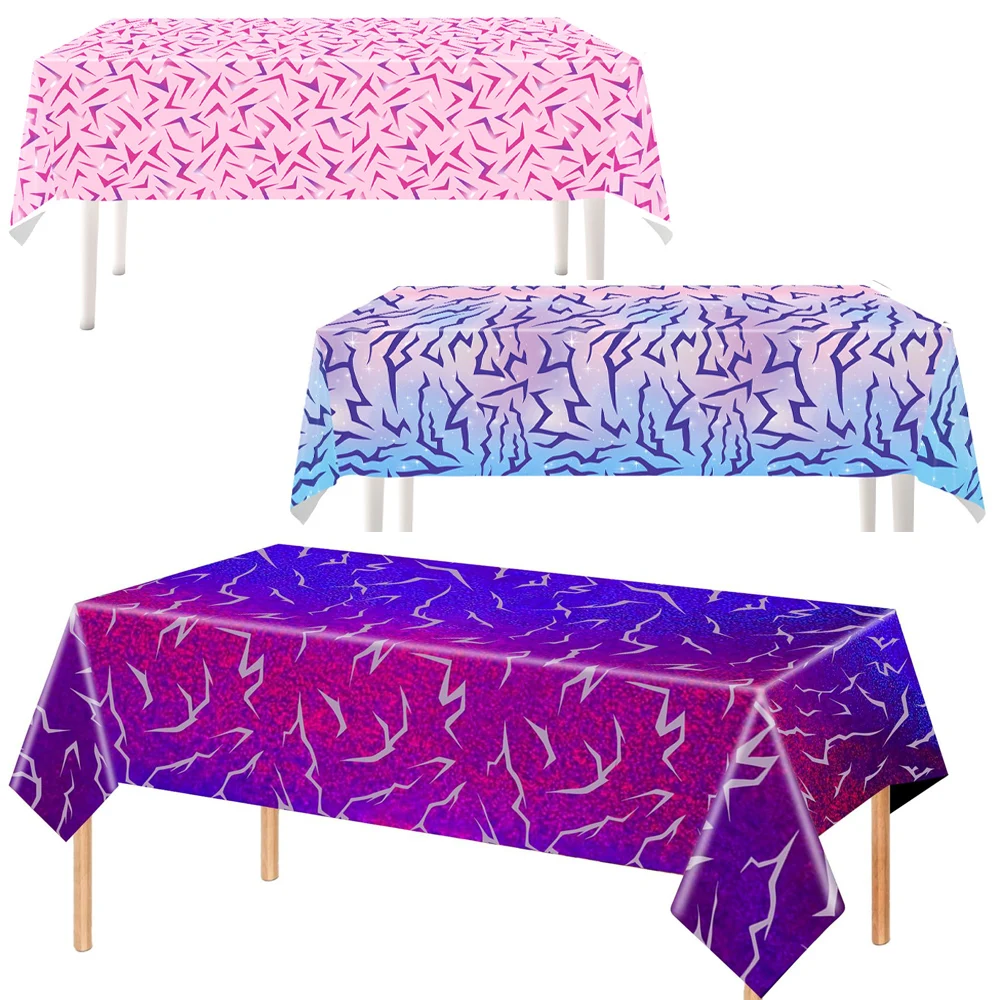 Kpop Pink Purple Birthday Party Tablecloth Decorations Disposable Tableware Table Covers for Kids Baby Shower Supplies Gifts