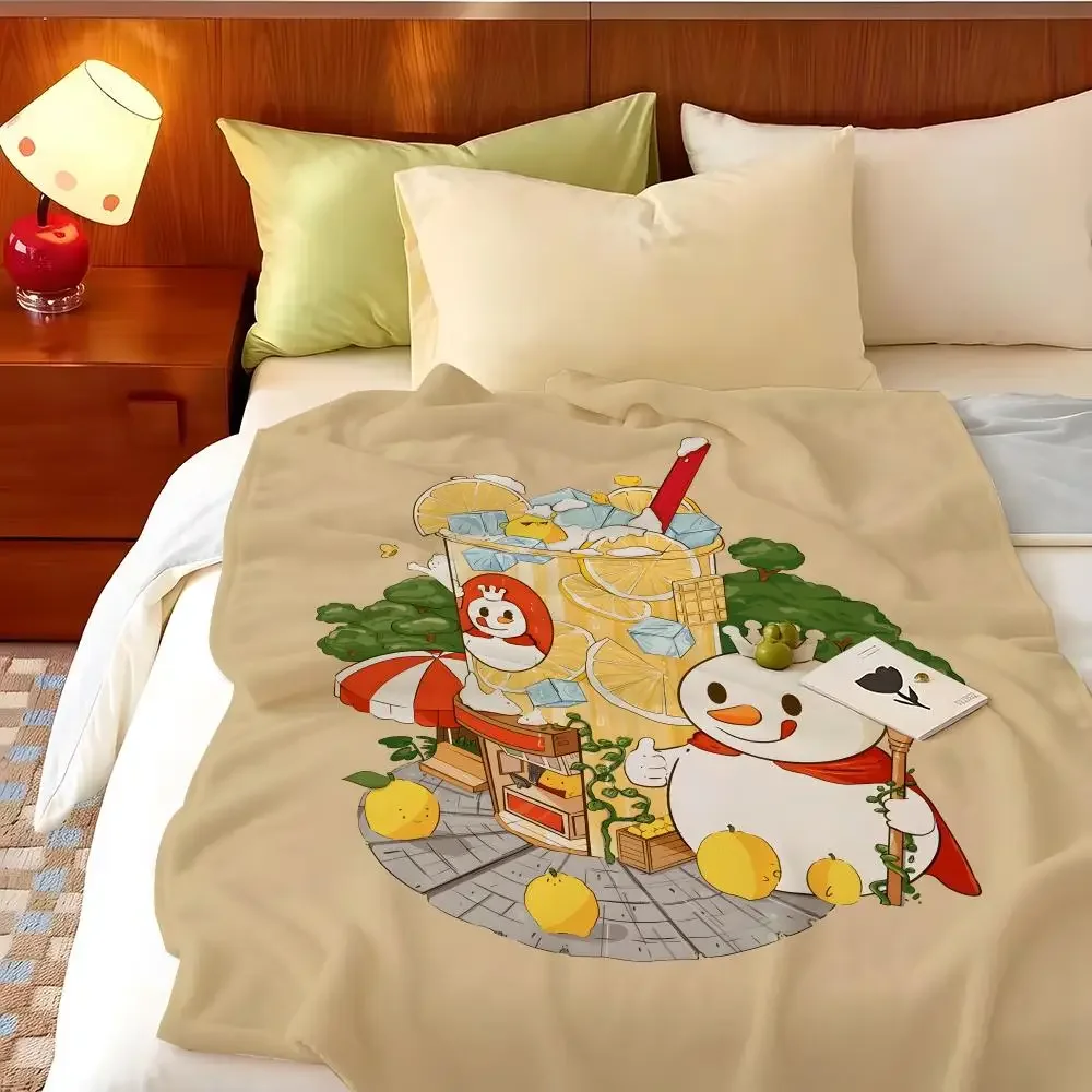 Food M-Mixue I-Ice C-Cream T-Tea Throw Flannel Throw Blanket, Lightweight Cozy, Durable Washable cute Cool