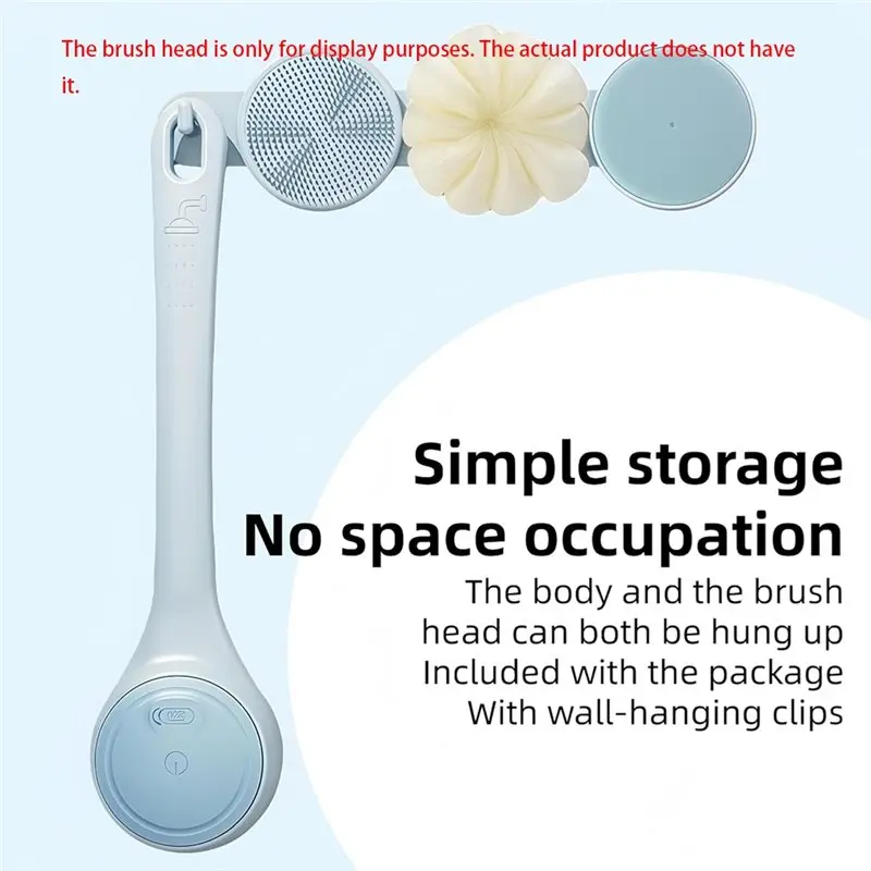 Gen Basic For Shower Electric Back Scrub Brush, 1 Set Dual Handle Waterproof, 2-Speed Rechargeable