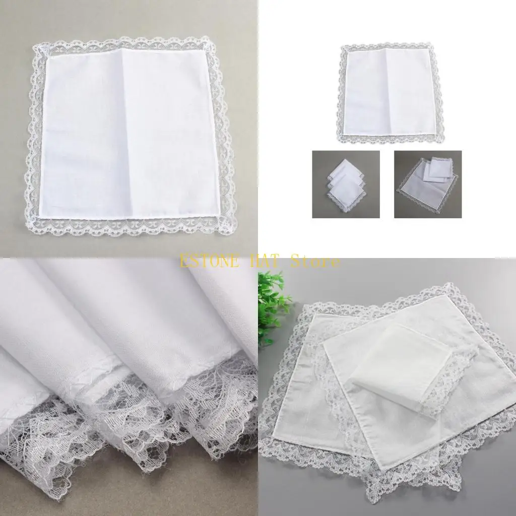 

49MF портативный хлопковый носовой платок с кружевной отделкой для женщин и мужчин, джентльмен, белый хлопковый платок с носовой