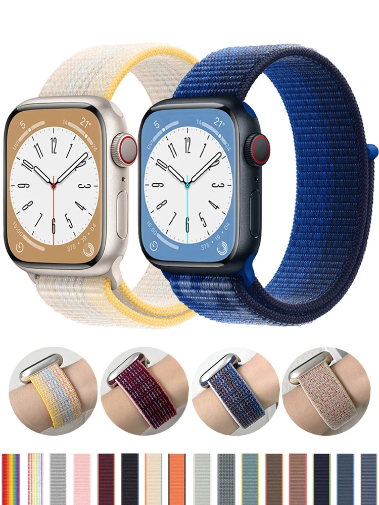 Nylon strap For Apple Watch band 44mm 45mm 41mm Ultra 49mm 40mm 42mm Sport loop Bracelet Correa iwatch series 9 8 7 6 SE 5 4 3