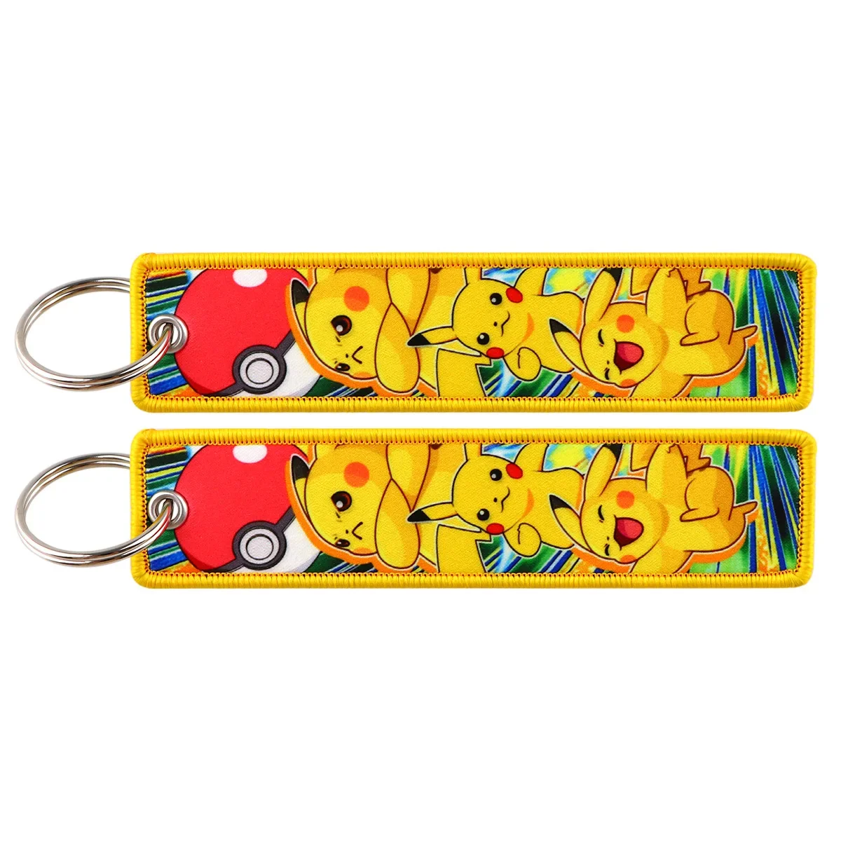 LLavero de Pokémon con marca tejida, accesorio de tejido artístico de Anime, gran oferta, en stock