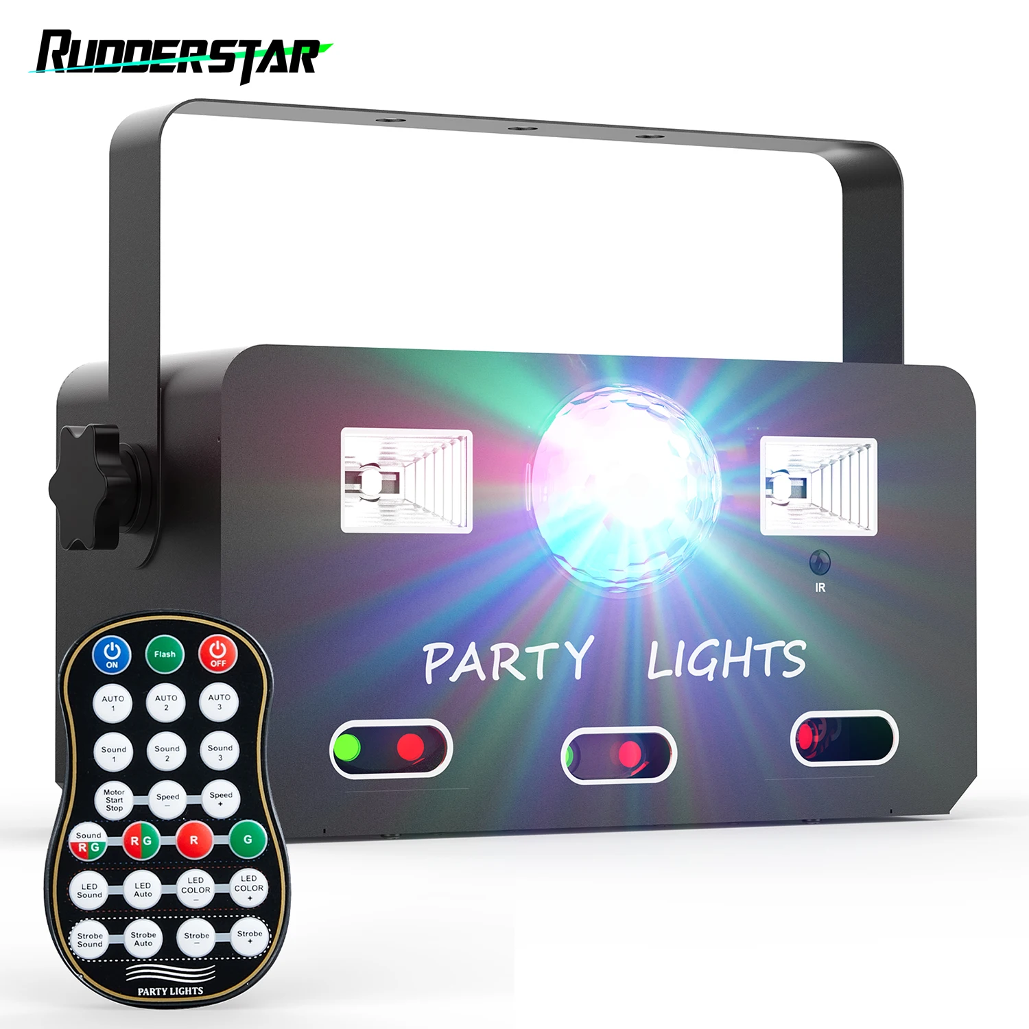 

RGBY 4in1 Laser Lights Magic Ball Light DJ Disco Party Lights Remote Control Stage Effect Lighting for Theater Live Show Bar