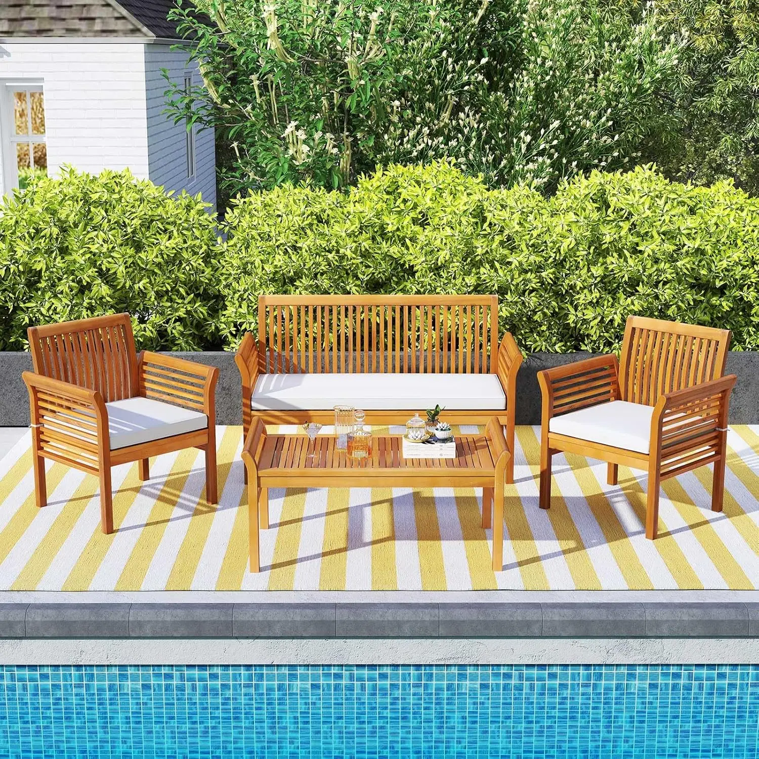 Juego de Sofás de Madera de Ac - Outdoor Furniture Table And Chairs reseña y precio