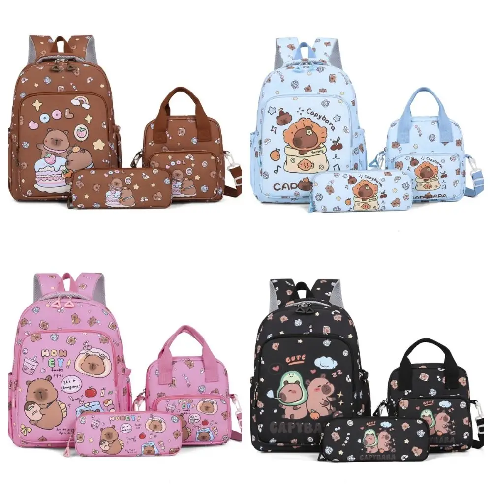 3PCS/Set Capybara School Bags Lightweight Cartoon School Backpack Set Children Book Bags Large Capacity Kindergarten Backpack