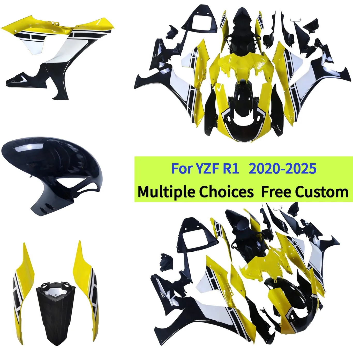 

ABS Fairing Kit For Yamaha R1 2020 2021 2022 2023 2024 2025 YZF R1 Yellow Replacement Body Panels After Crash Repair